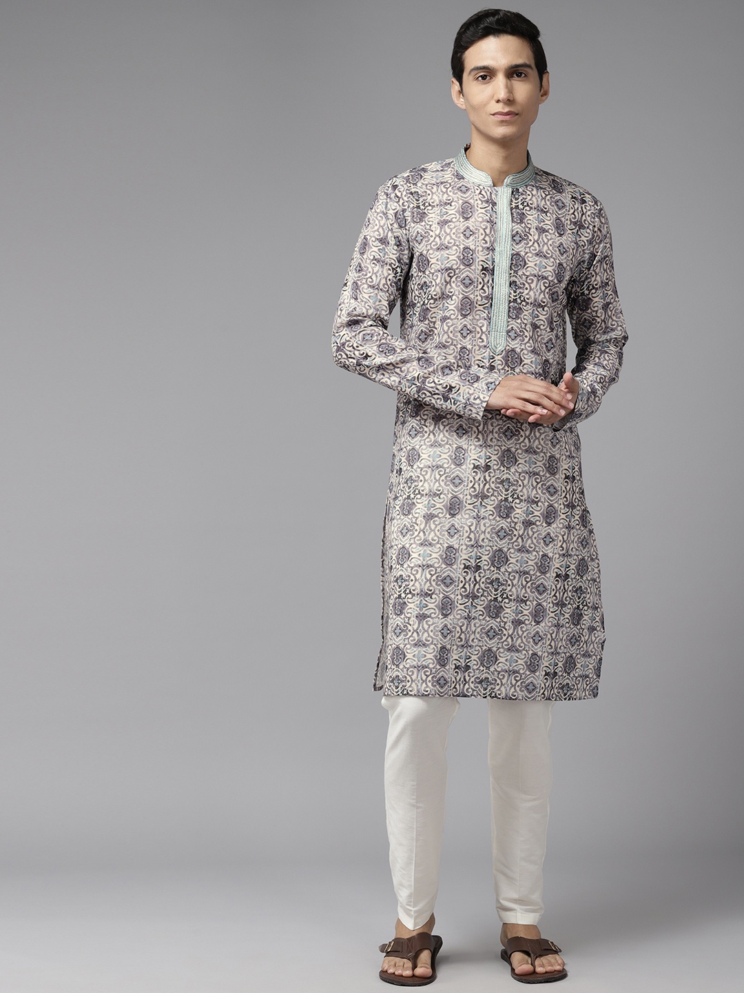 

See Designs Men Printed Thread Work Pure Cotton Kurta with Pyjamas, Multi