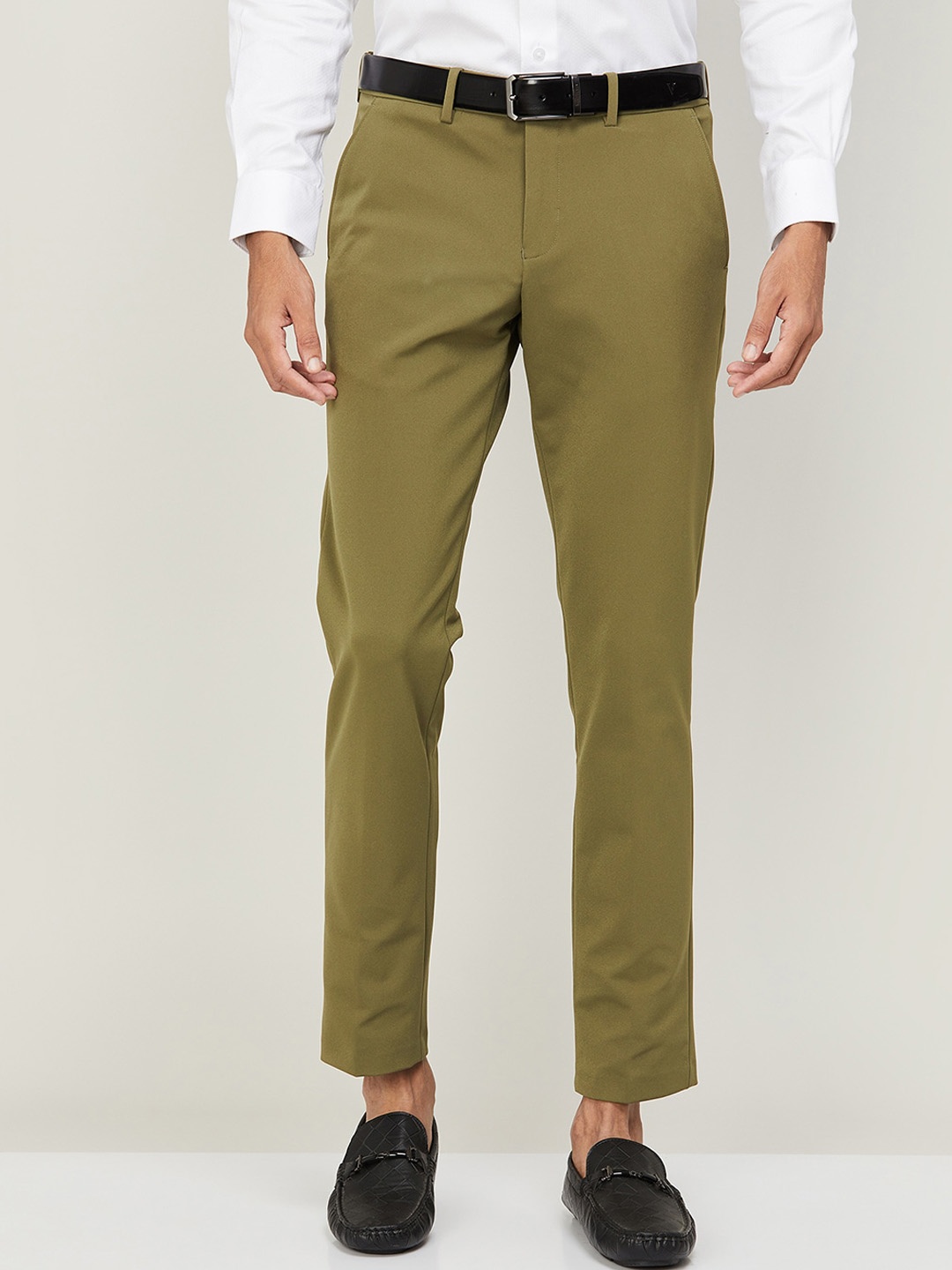 

CODE by Lifestyle Men Mid-Rise Formal Trousers, Olive