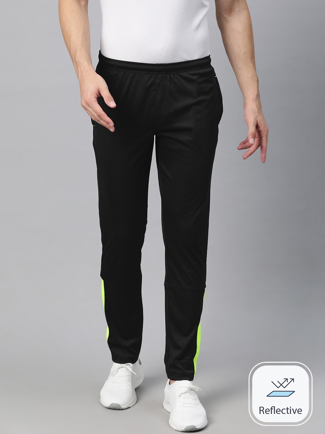 

Alcis Men Colourblocked Anti-Static Slim-Fit Track Pant, Black