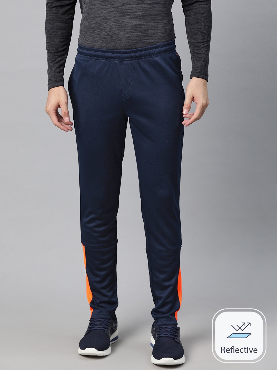 

Alcis Men Colourblocked Anti-Static Slim-Fit Track Pants, Navy blue