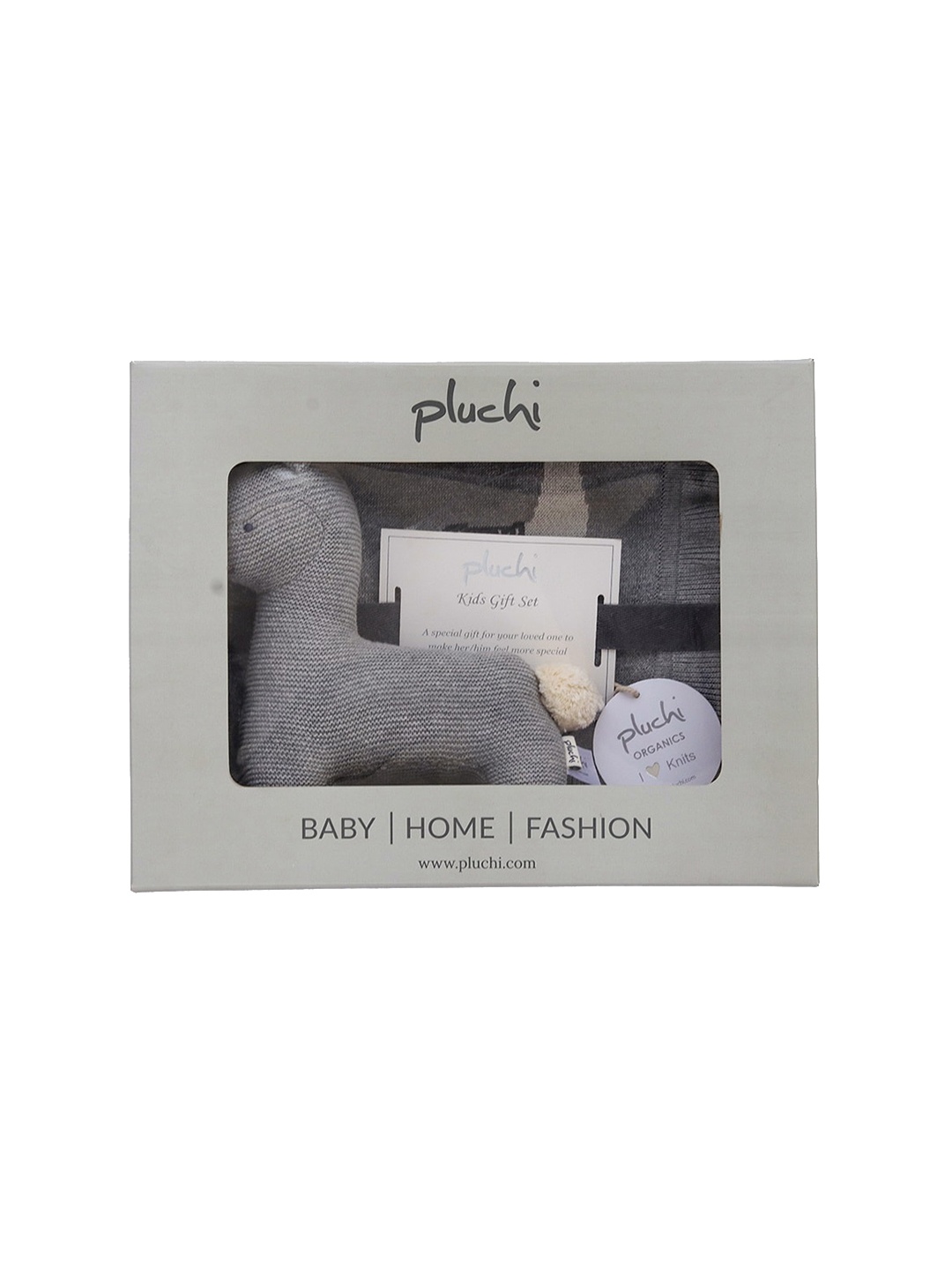 

Pluchi Infants 2-Pcs Pure Cotton Baby Apparel Gift Set, Grey melange