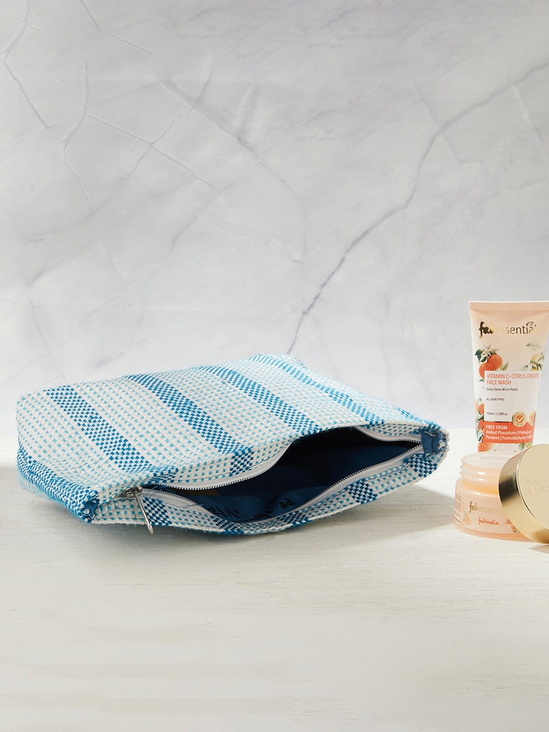 

Fabindia Textured Travel Pouch, White