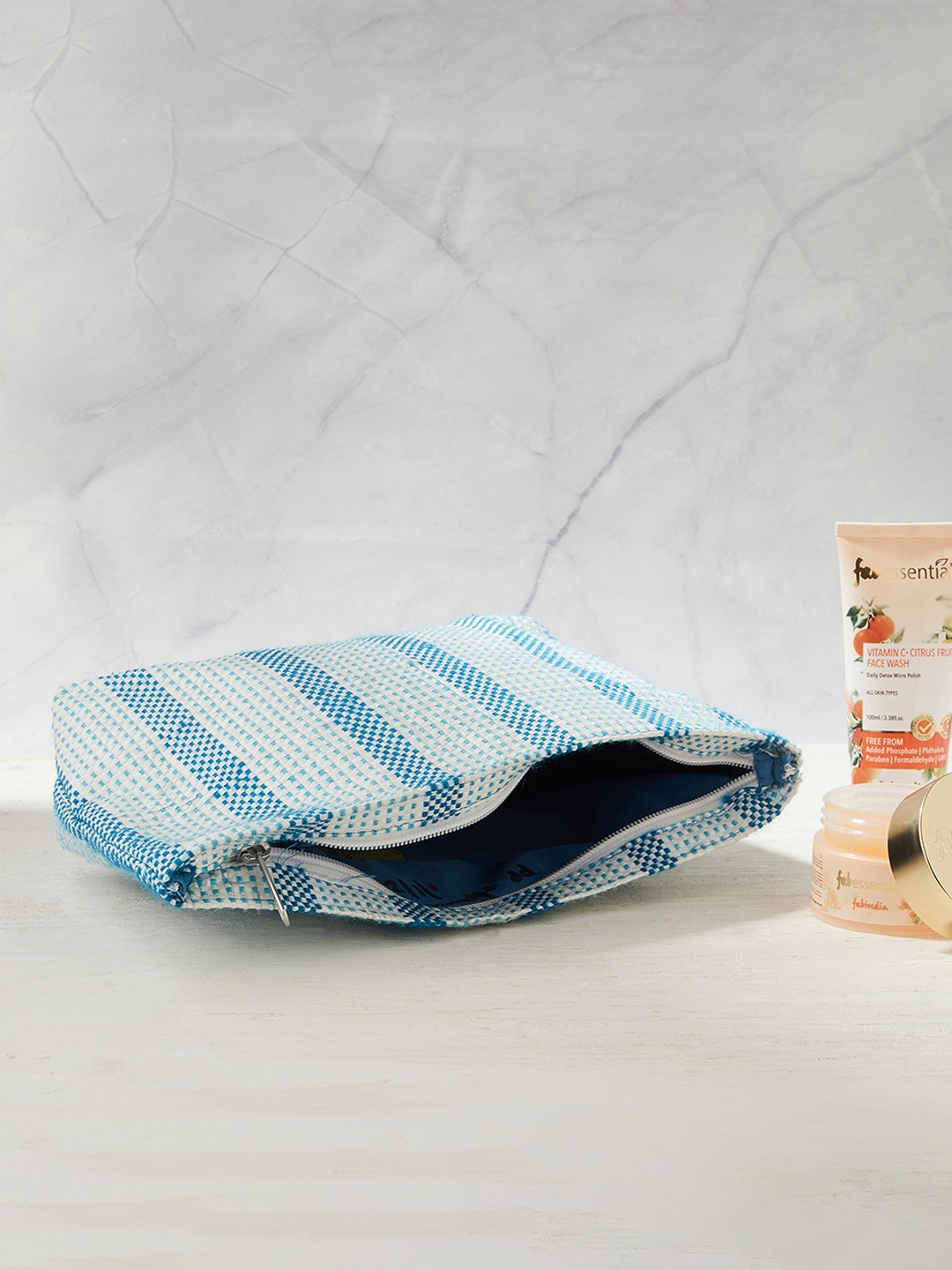 

Fabindia Textured Travel Pouch, White
