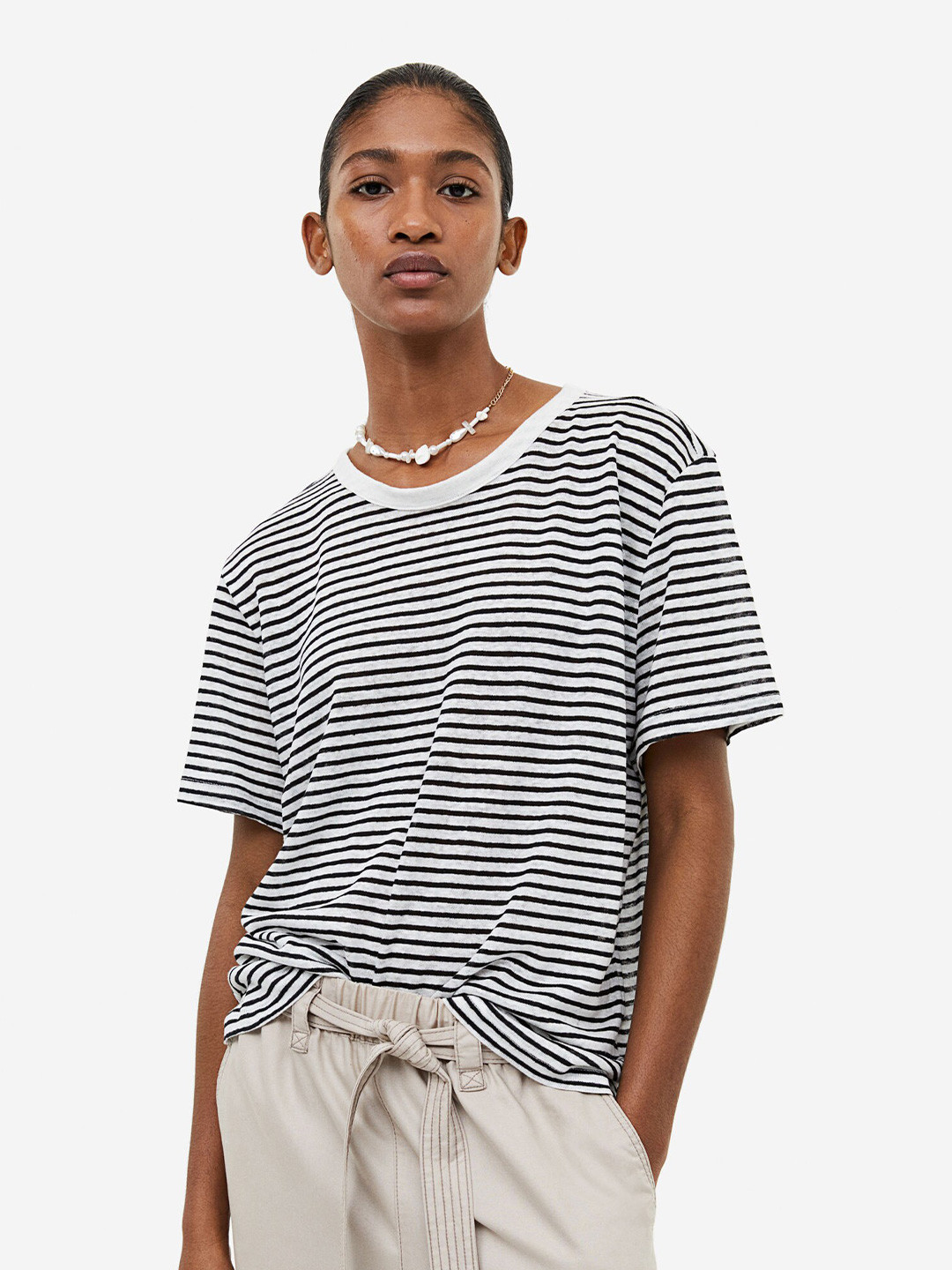 

H&M Linen T-shirt, White