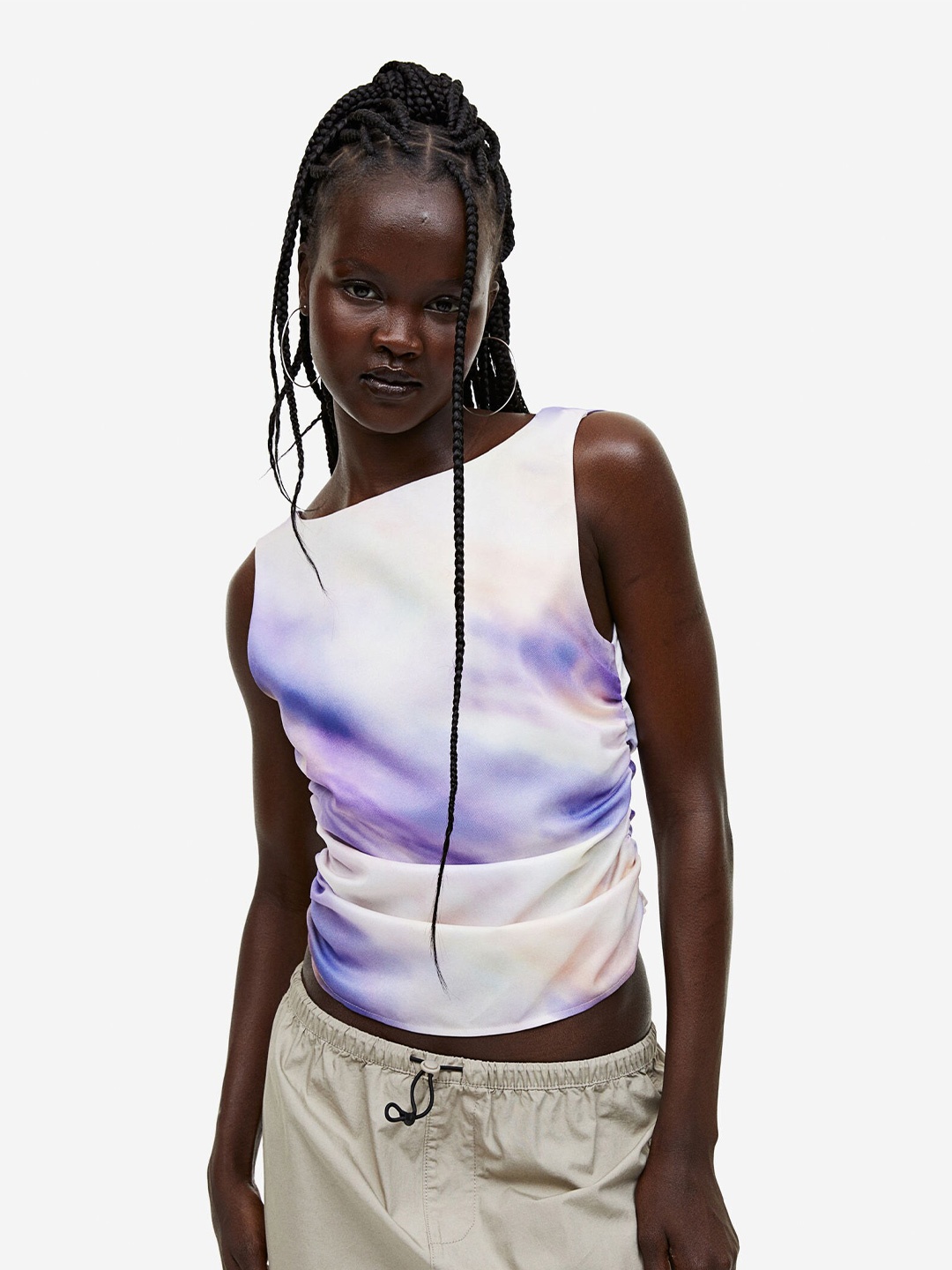

H&M Open-Packed Gathered Top, White