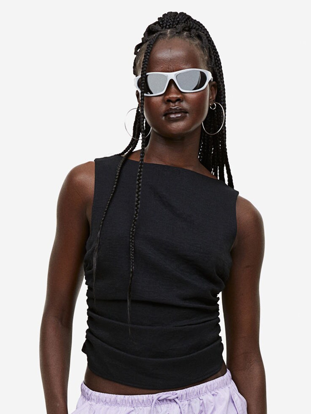 

H&M Open-Backed Gathered Top, Black