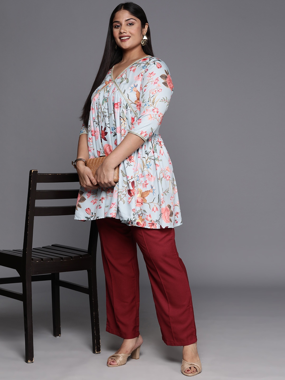 

A PLUS BY AHALYAA Plus Size Floral Printed Tunic, Multi