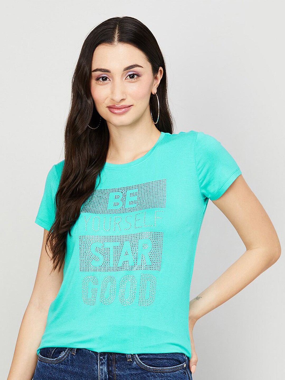 

Fame Forever by Lifestyle Typography Printed Top, Green