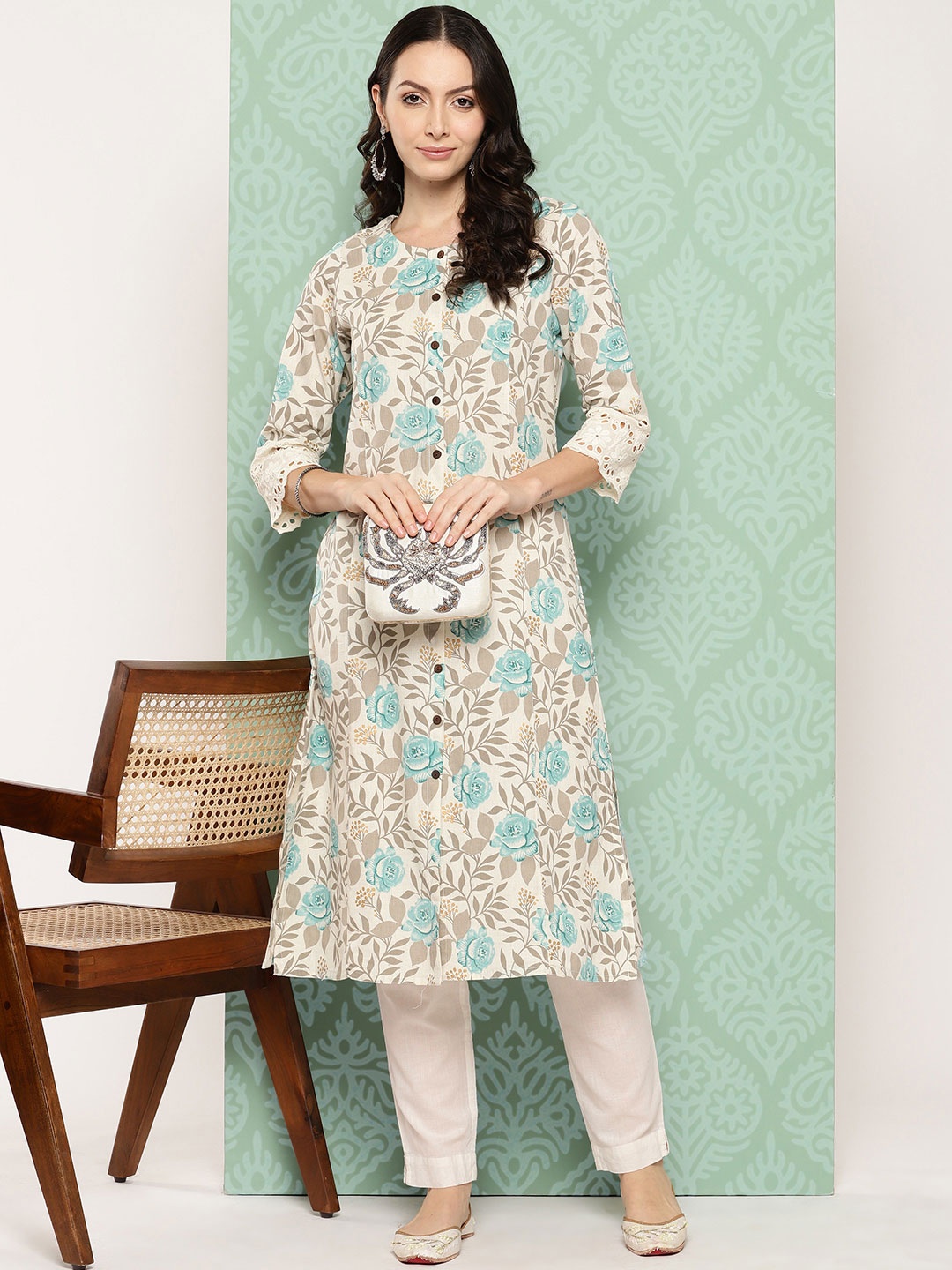

ZOLA Floral Printed Kurta, Blue