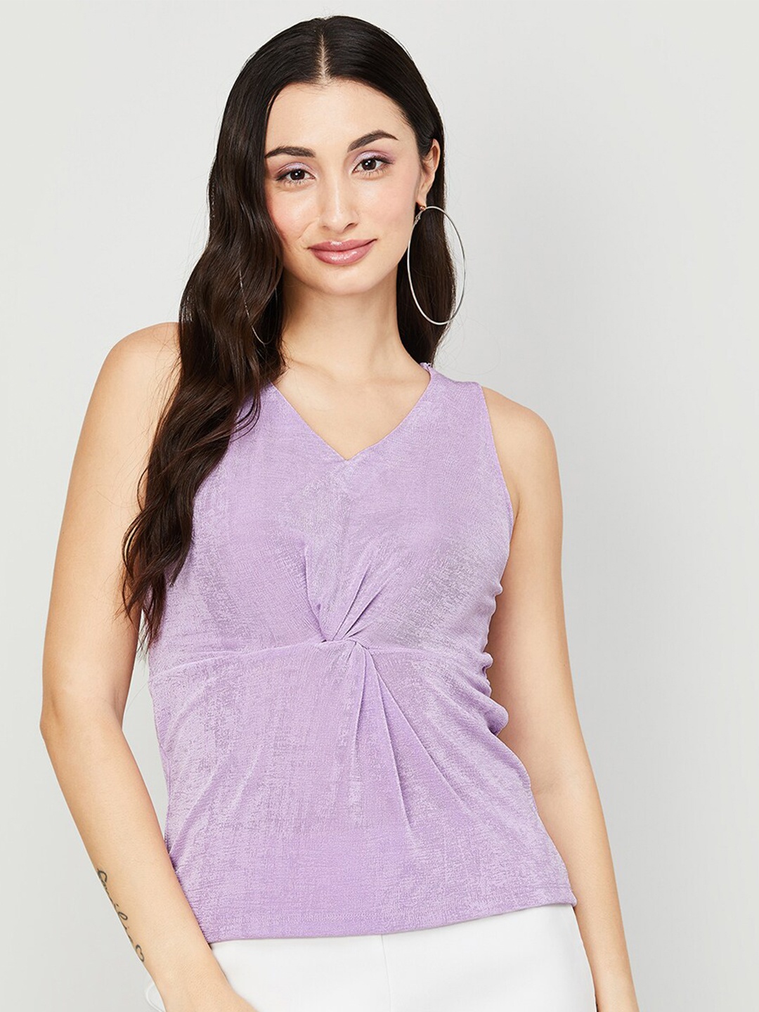 

CODE by Lifestyle V-Neck Cinched Waist Top, Lavender