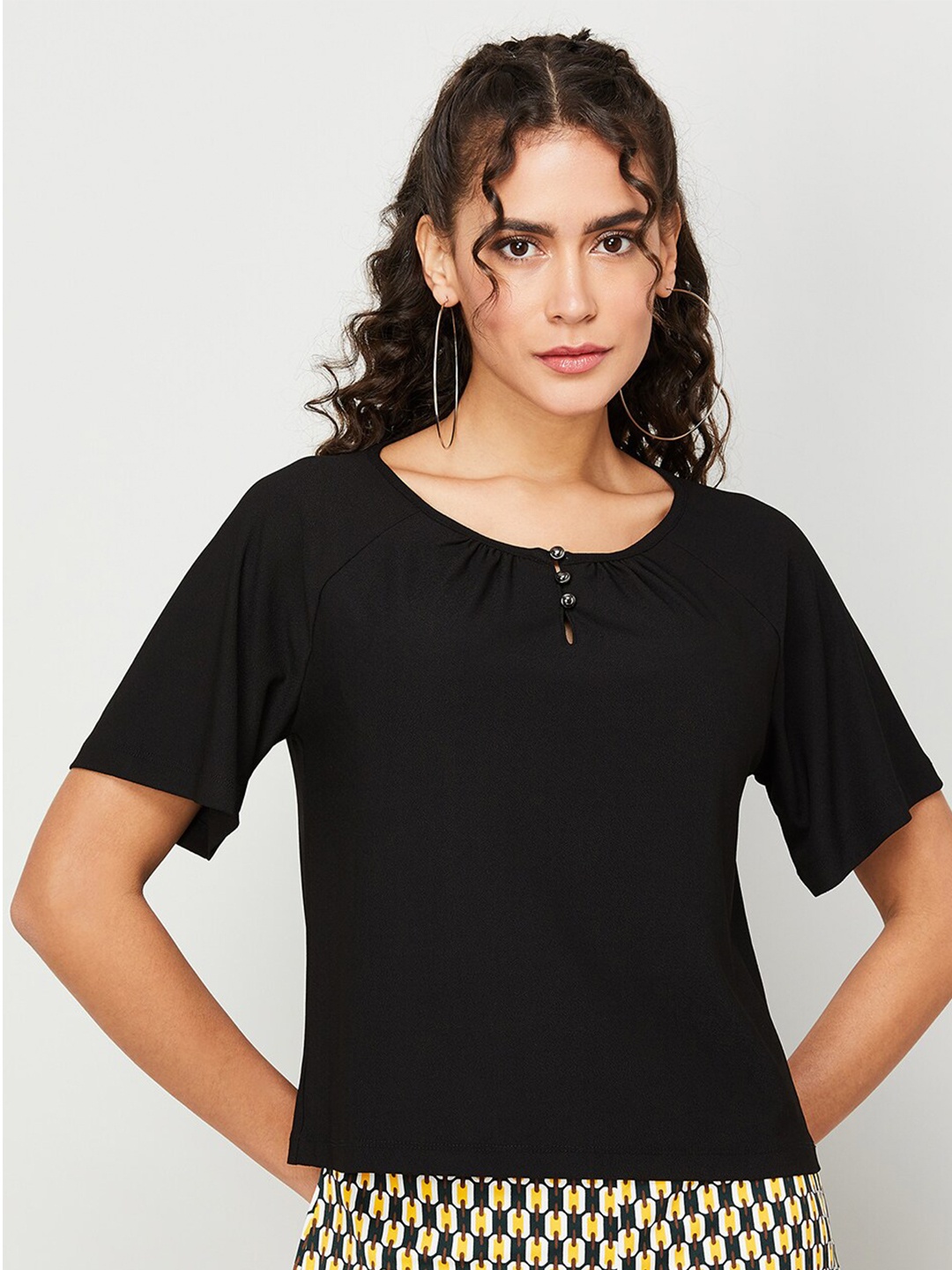 

CODE by Lifestyle Round Neck Short Sleeves Regular Top, Black