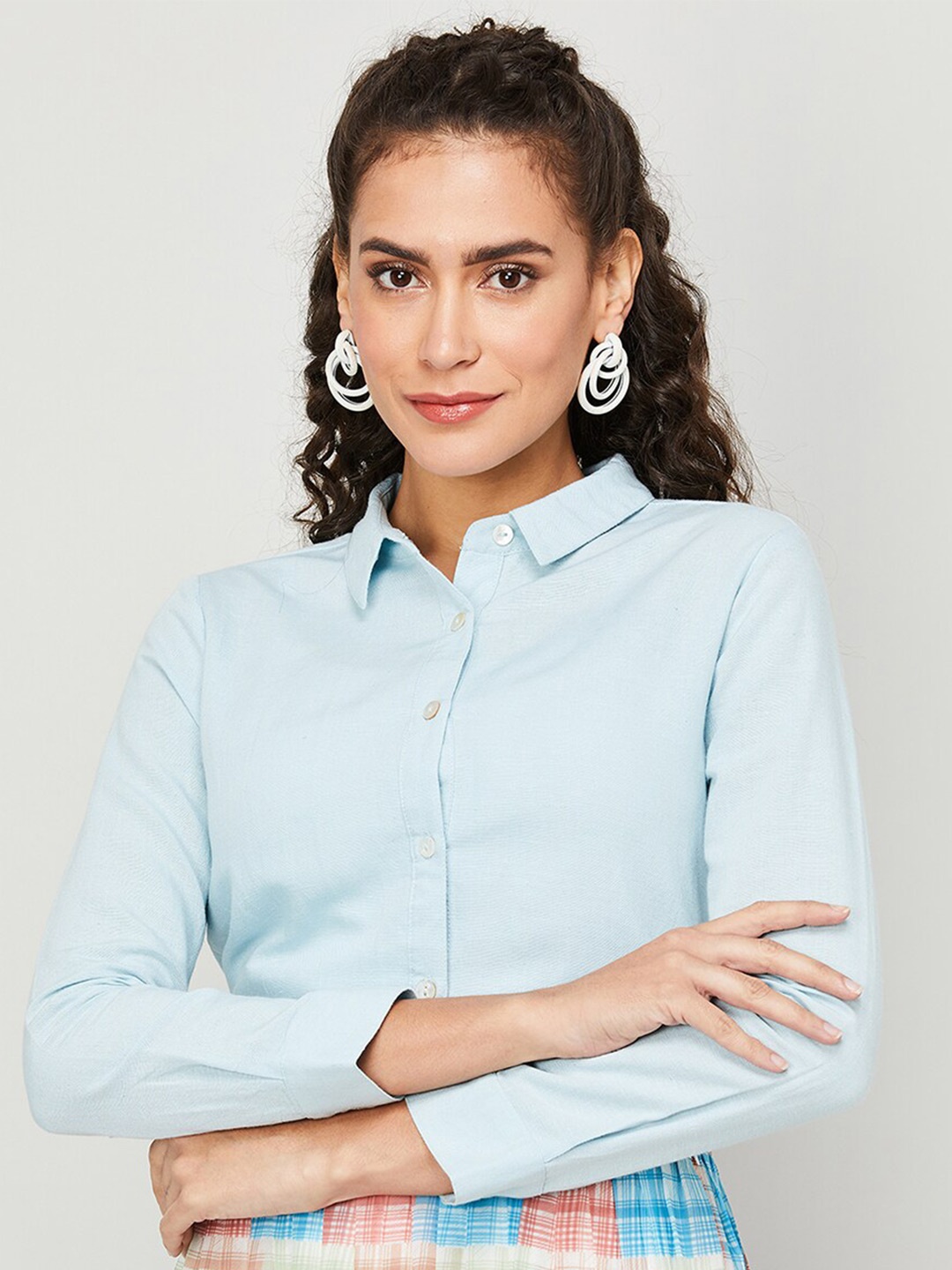 

CODE by Lifestyle Three-Quarter Sleeves Regular Shirt Style Top, Blue