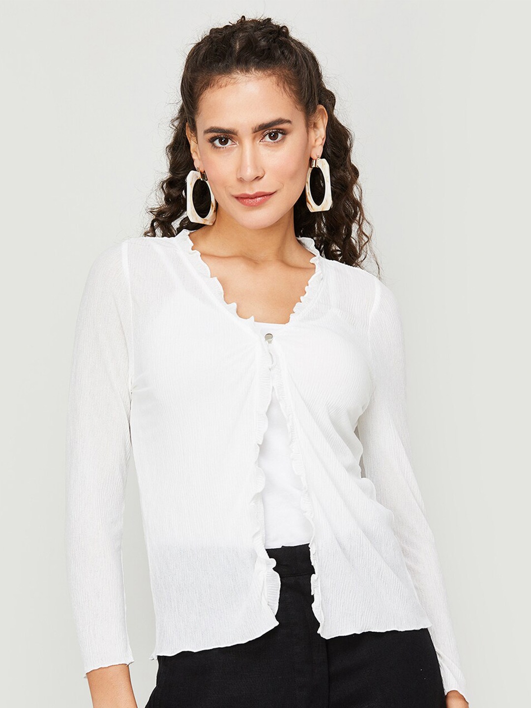

CODE by Lifestyle Women Button Shrug, White