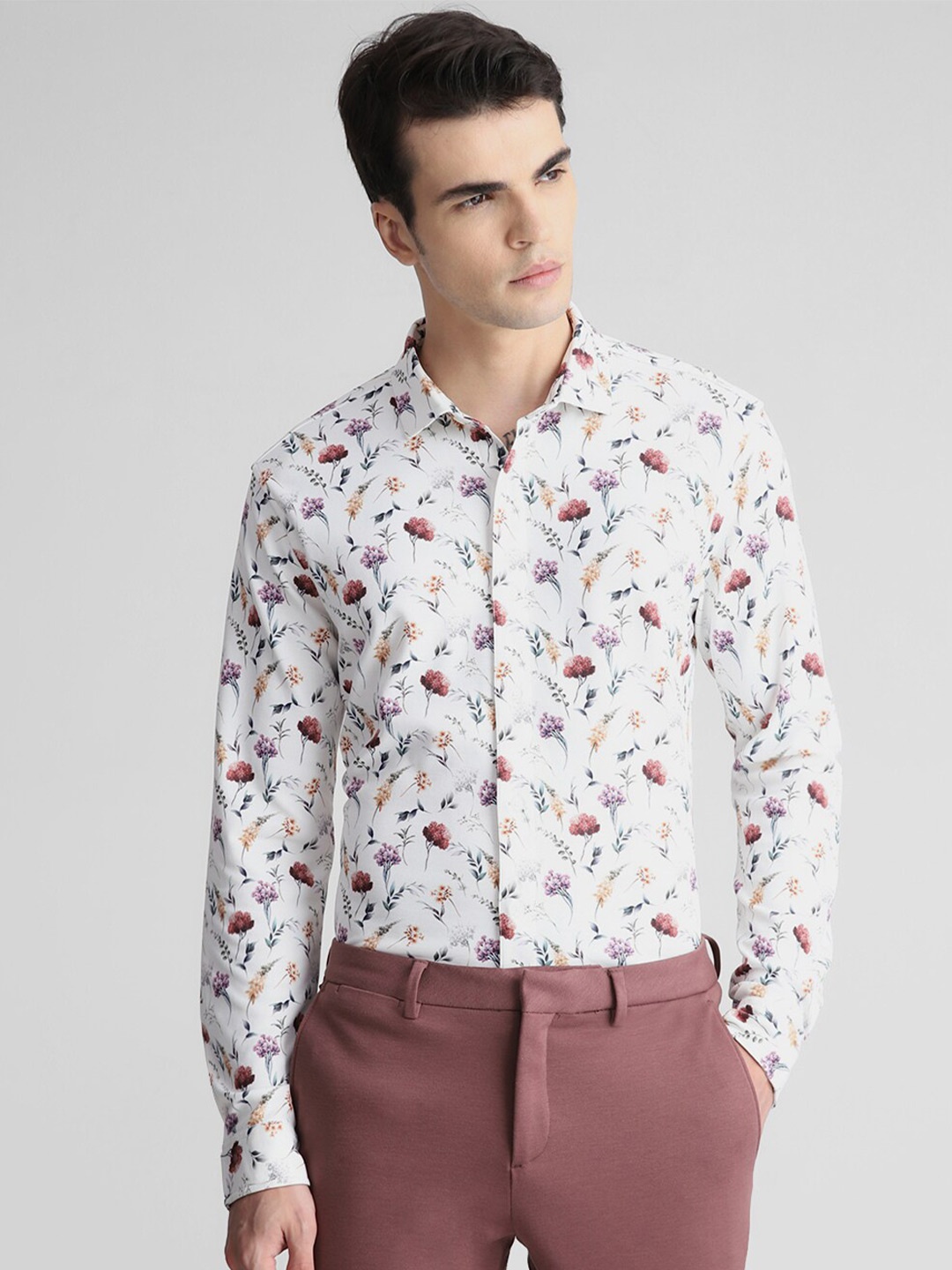 

Jack & Jones Floral Printed Long Sleeves Casual Shirt, White