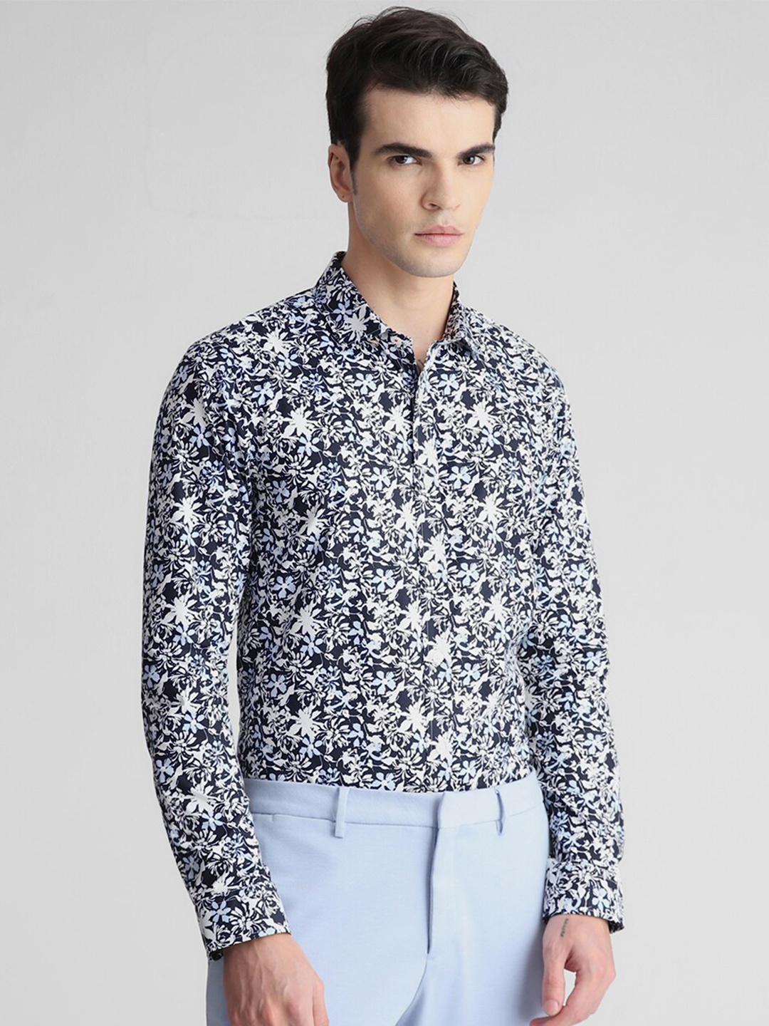 

Jack & Jones Floral Printed Cotton Casual Shirt, Navy blue