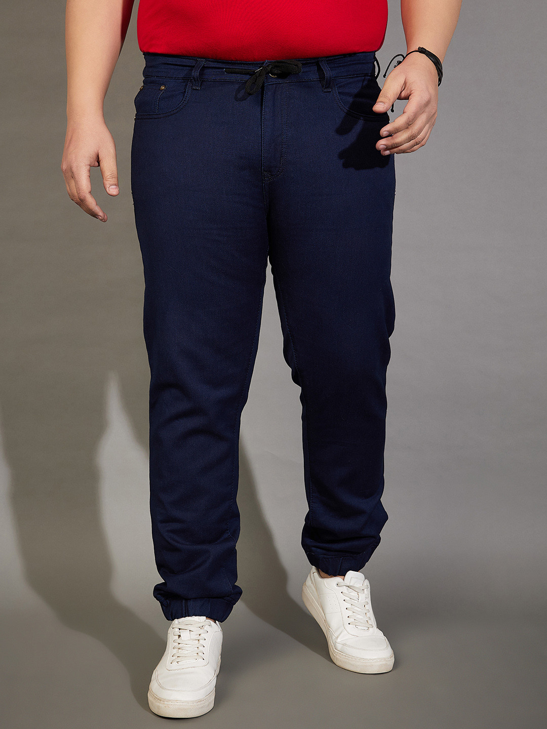 

bigbanana Men Plus Size Mid-Rise Clean Look Stretchable Jeans, Navy blue