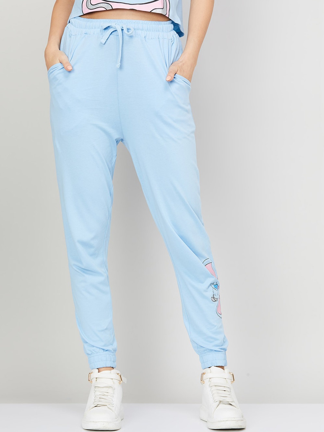 

Ginger by Lifestyle Printed Relaxed Cotton Joggers, Blue