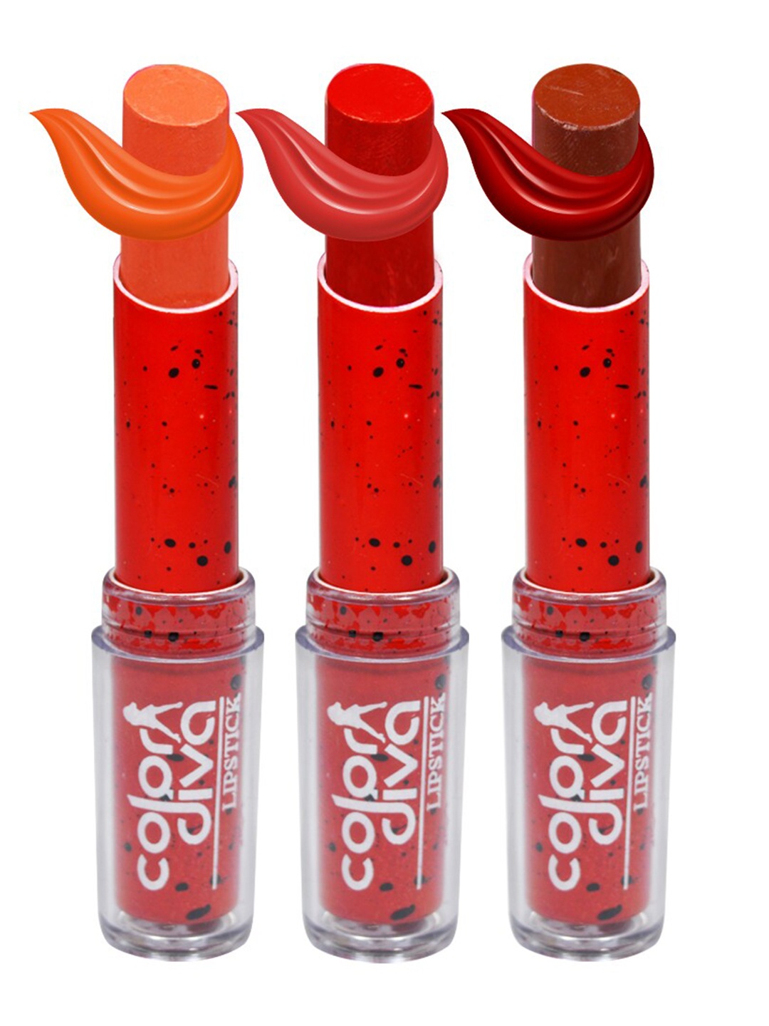 

Adbeni Set Of 3 Hot Shot Lipsticks- Outrageous Orange02 - Indic Maroon05 - Thunderbird07, Brown