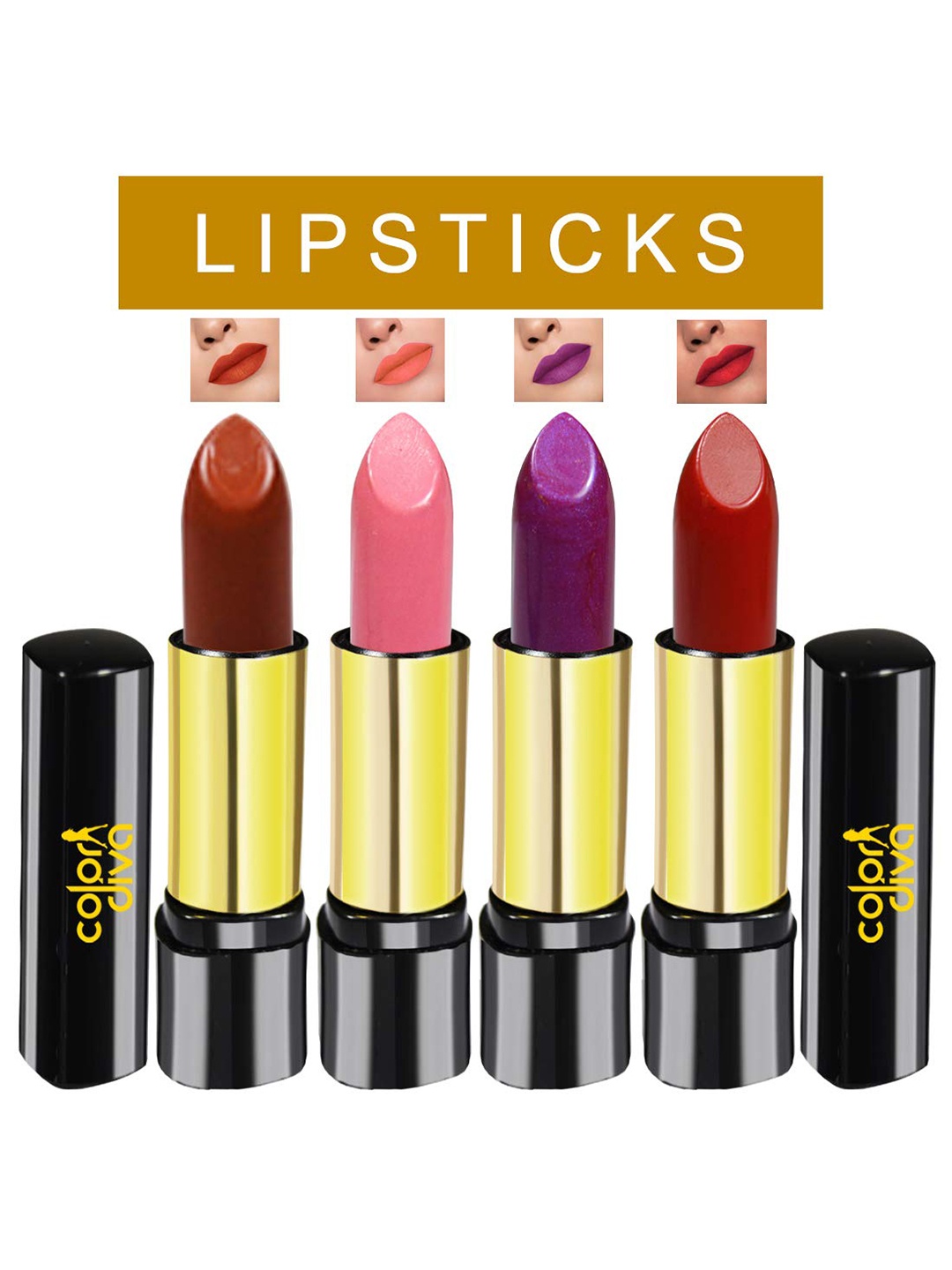 

Adbeni Color Diva Set Of 4 Glamazing Creamy Lipsticks, Brown