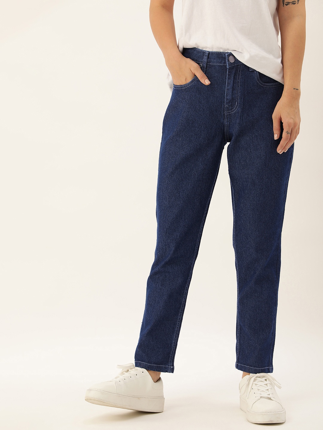 

Mast & Harbour Women Straight Fit Mid-Rise Jeans, Blue