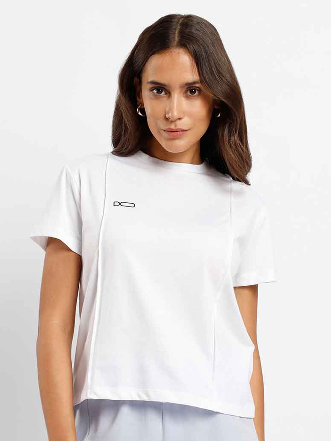 

NOBERO High Neck Regular Sleeves Cotton Regular Fit Casual T-shirt, White