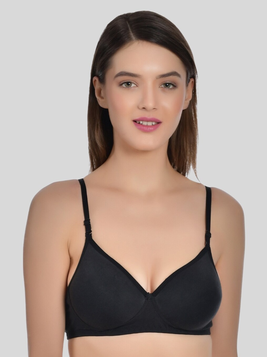 

Aimly Seamless Full Coverage All Day Comfort Non-Wired Heavily-Padded Cotton T-shirt Bra, Black