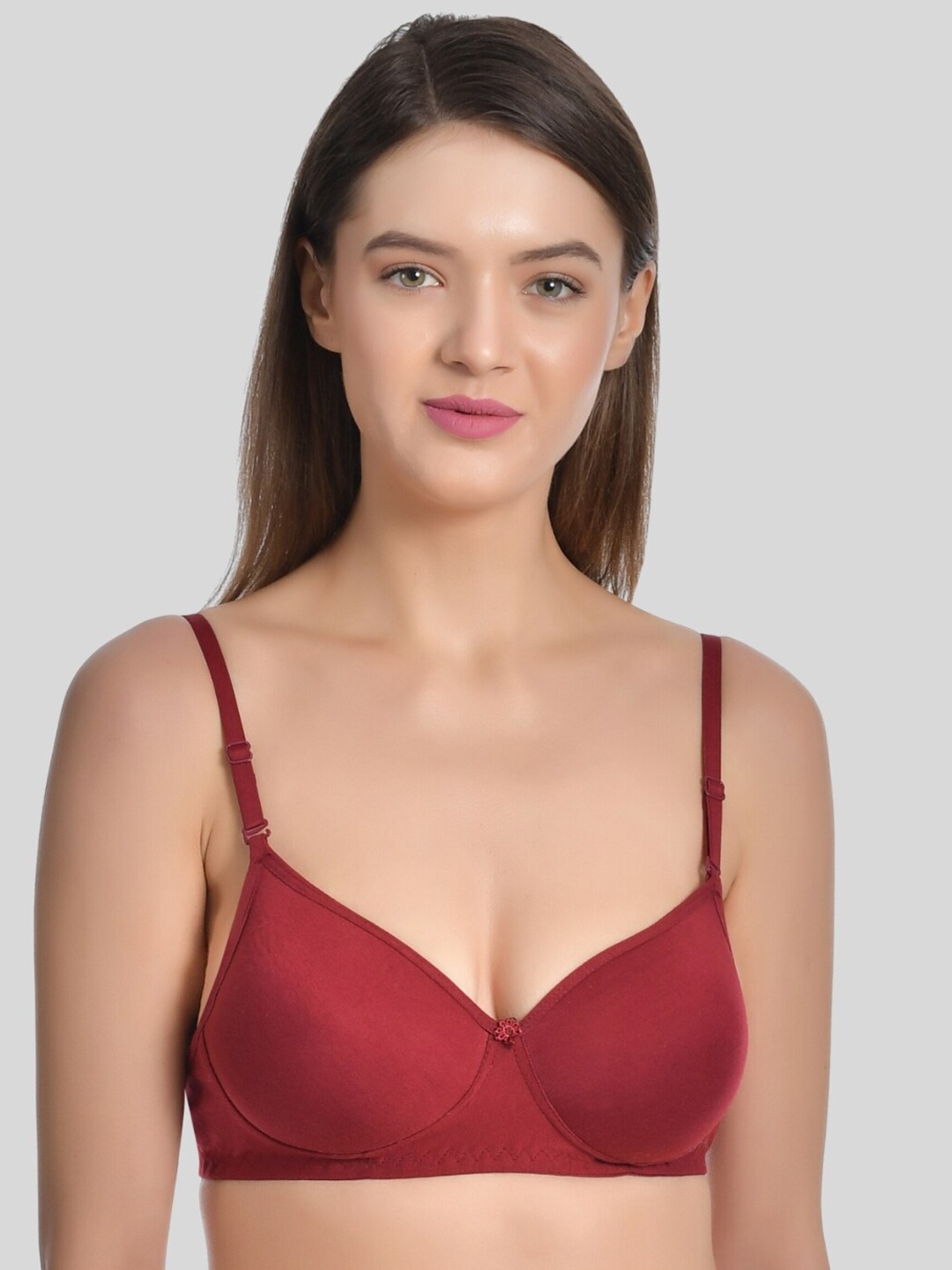 

Aimly Seamless Full Coverage All Day Comfort Non-Wired Heavily-Padded Cotton T-shirt Bra, Maroon