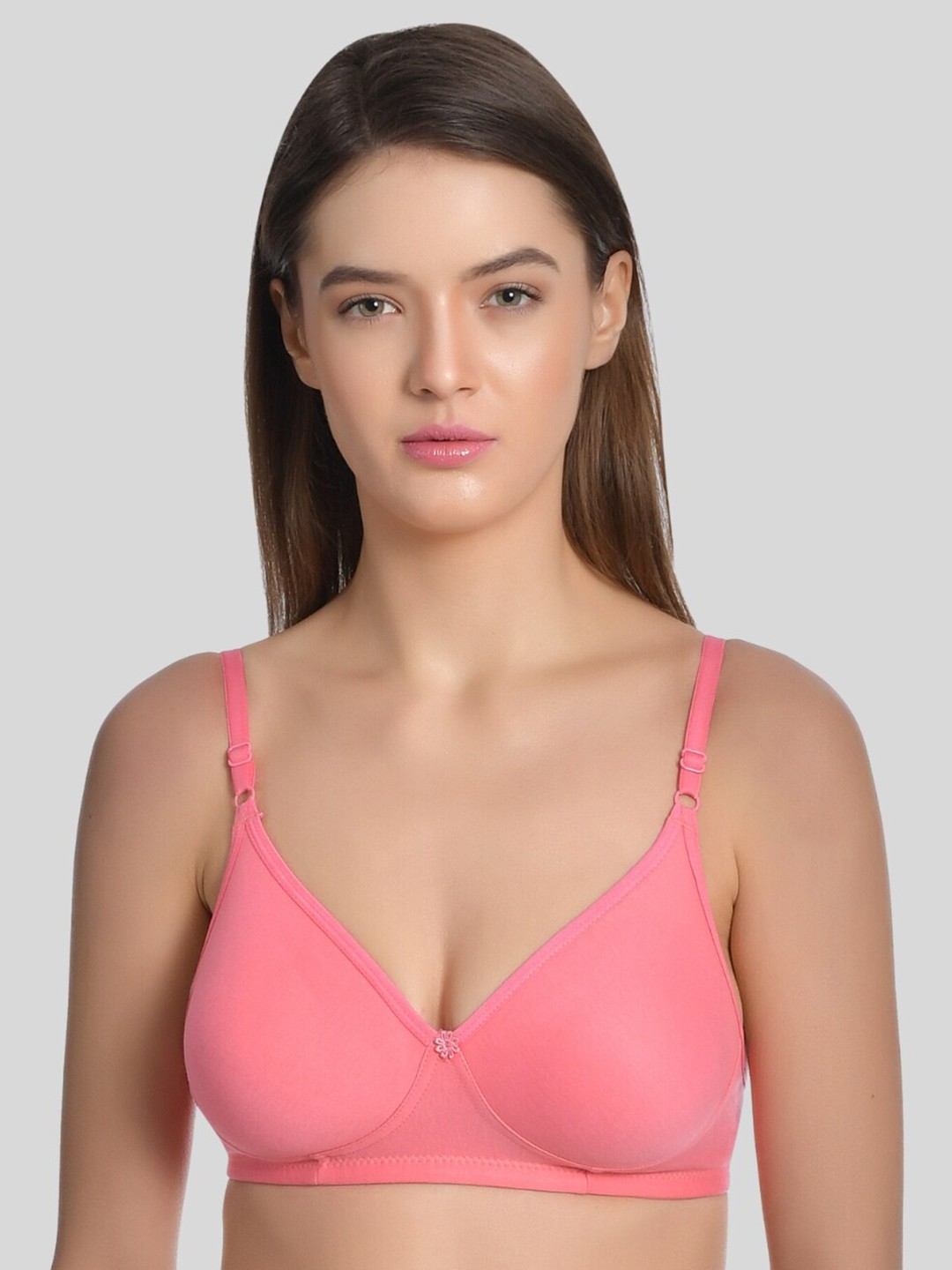 

Aimly Seamless Medium Coverage All Day Comfort Non-Wired Non-Padded Cotton T-shirt Bra, Pink