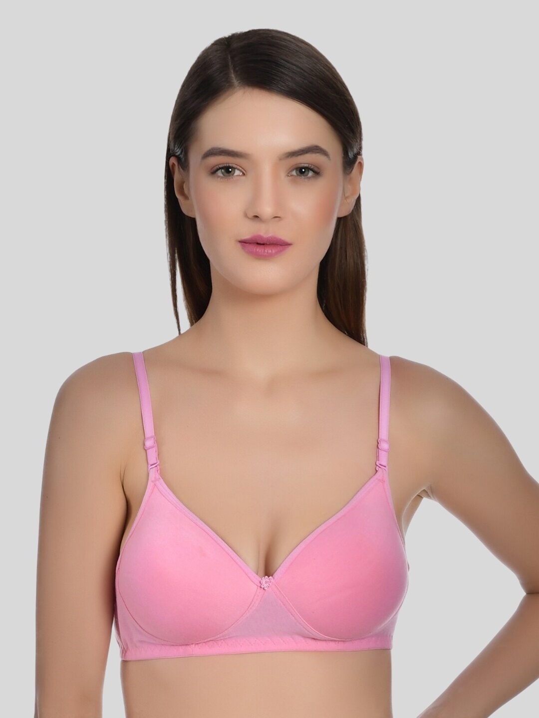 

Aimly Heavily Padded Non-Wired Seamless Cotton T-Shirt Bra With All Day Comfort, Pink