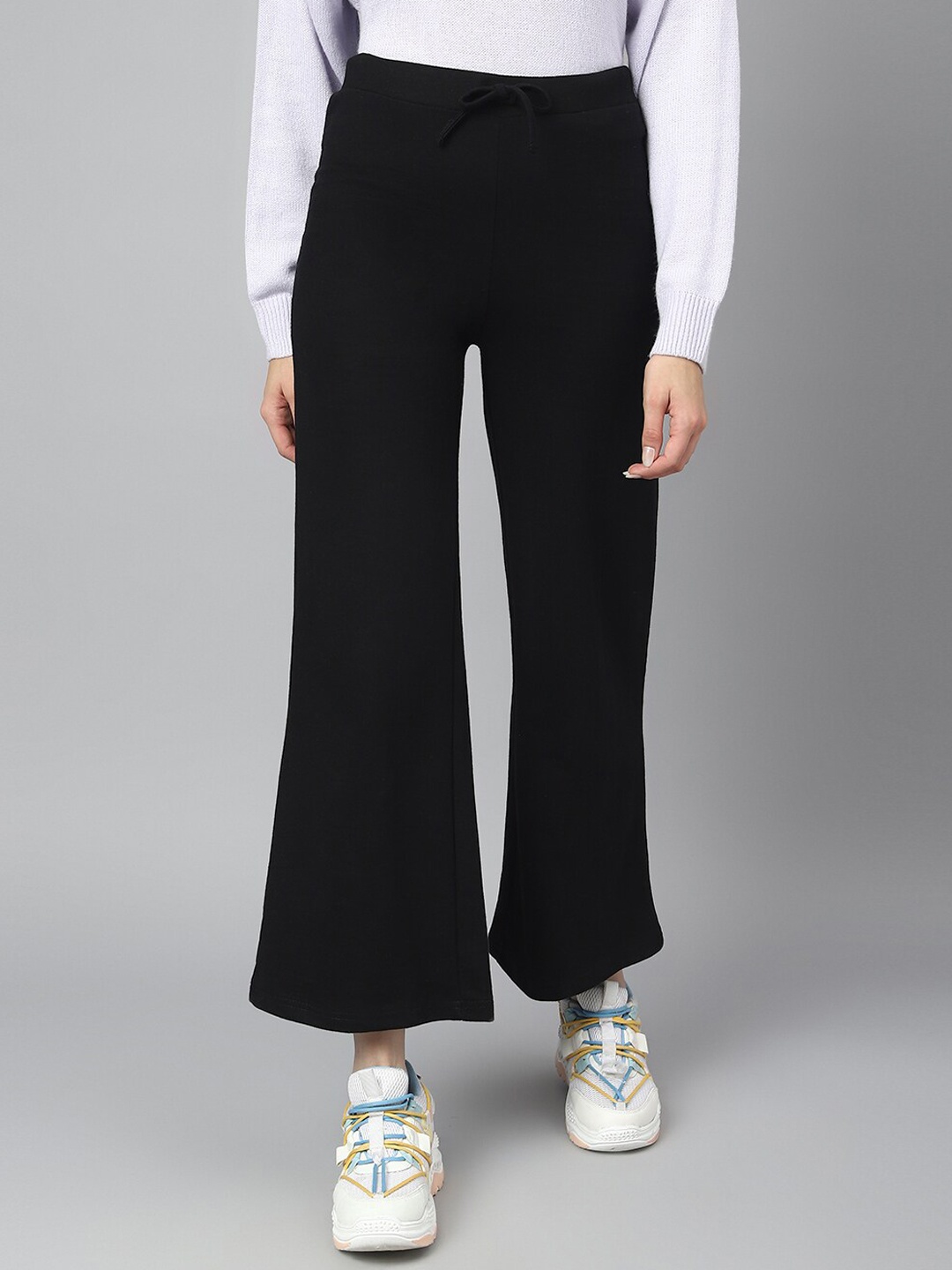 

COLOR CAPITAL Women Mid-Rise Bootcut Trousers, Black