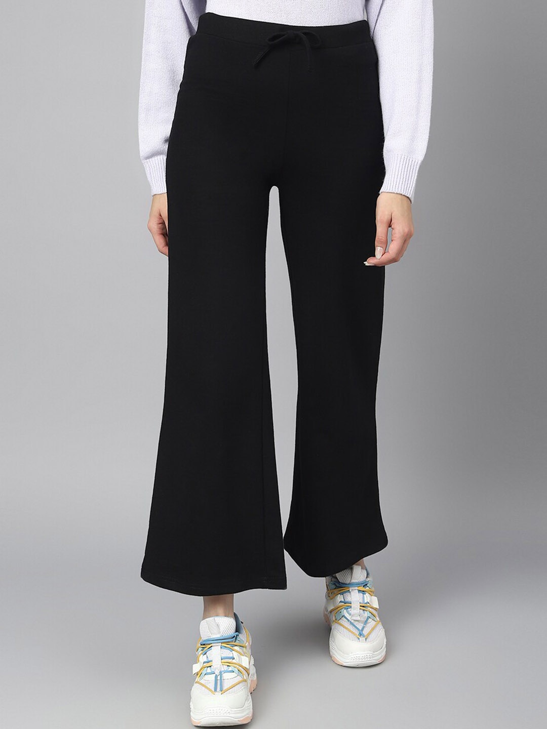 

COLOR CAPITAL Women Relaxed Fit Wide Leg Track Pants, Black