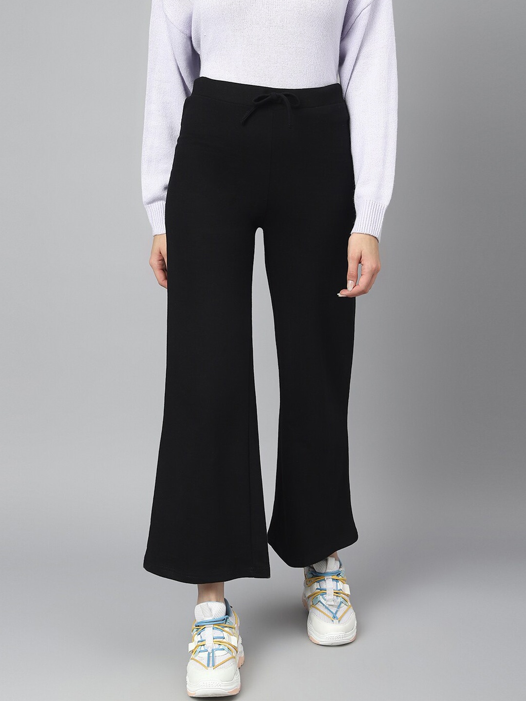 

COLOR CAPITAL Women Relaxed Fit Wide Leg Track Pants, Black