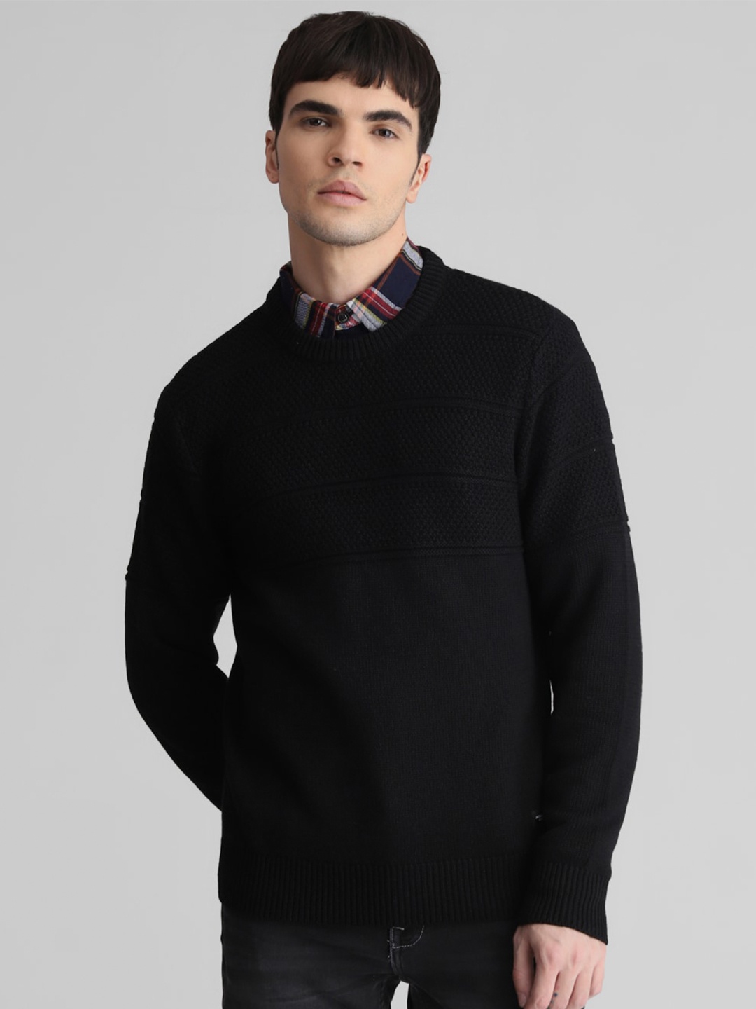 

Jack & Jones Cable Knit Acrylic Pullover Sweater, Black