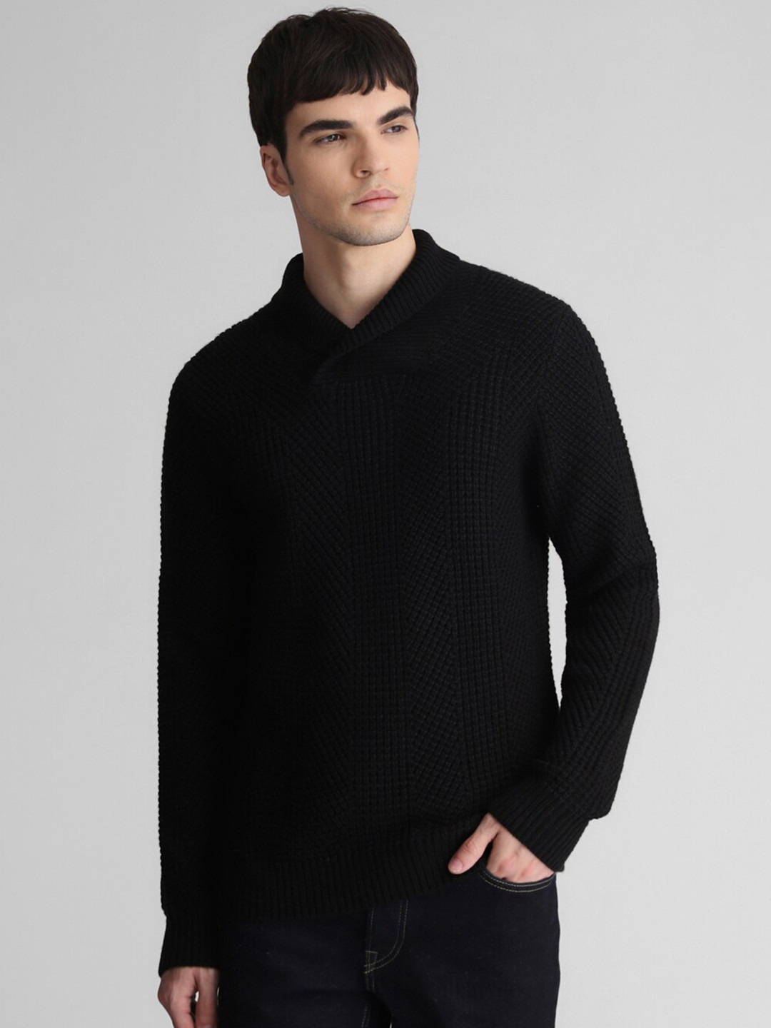 

Jack & Jones Cable Knit Acrylic Pullover Sweater, Black
