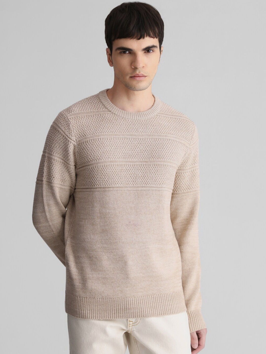 

Jack & Jones Cable Knit Acrylic Pullover Sweater, Beige