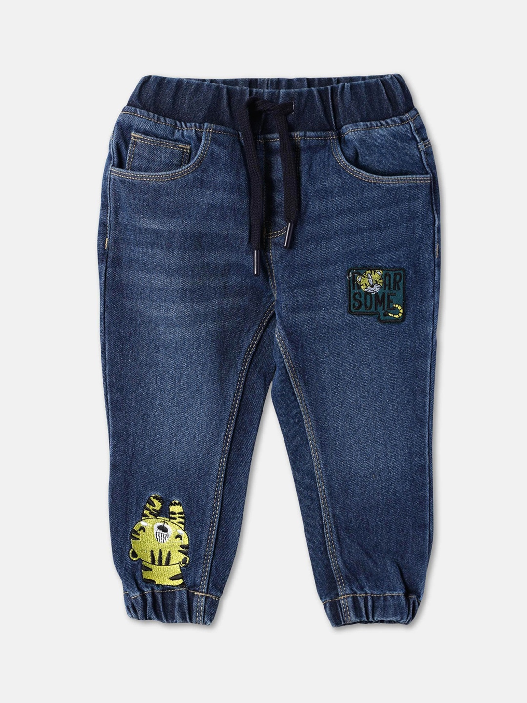 

R&B Boys Low Distress Light Fade Jeans, Blue