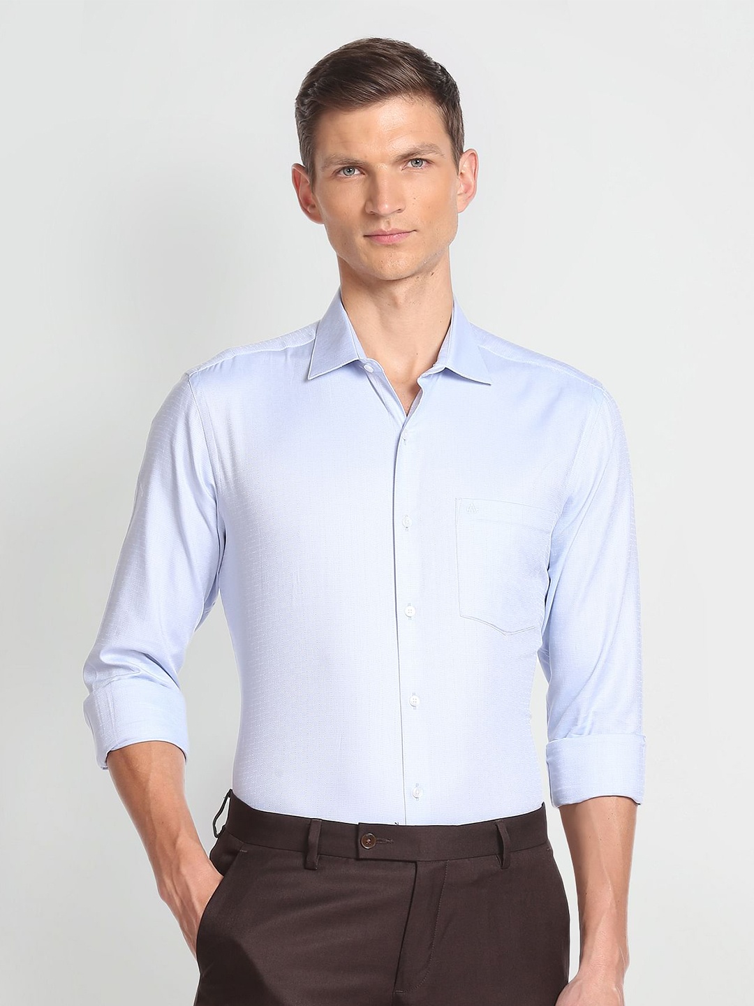 

Arrow Self Design Pure Cotton Formal Shirt, Blue