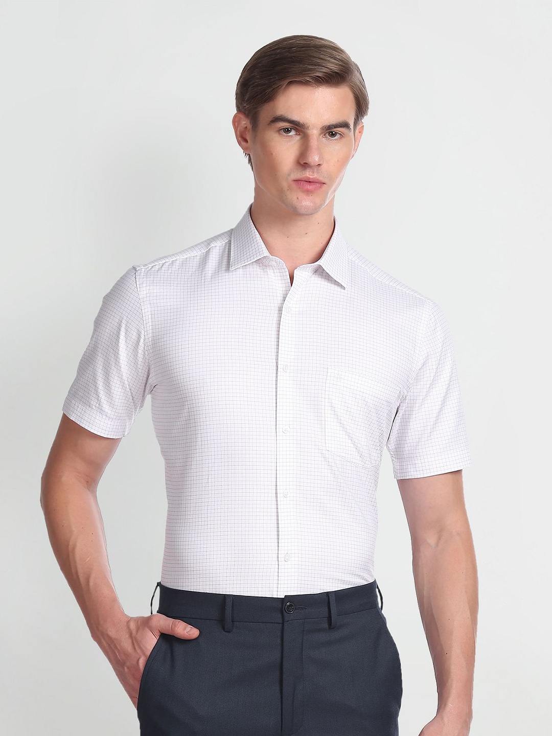 

Arrow Micro Checked Pure Cotton Casual Shirt, White