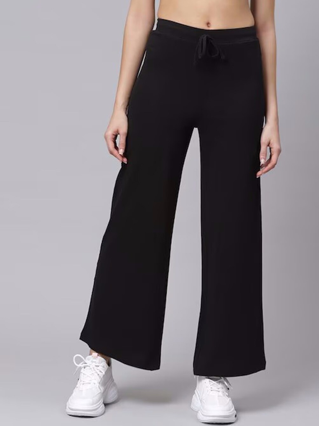 

COLOR CAPITAL Women Loose Fit Wide Leg Sports Track Pants, Black