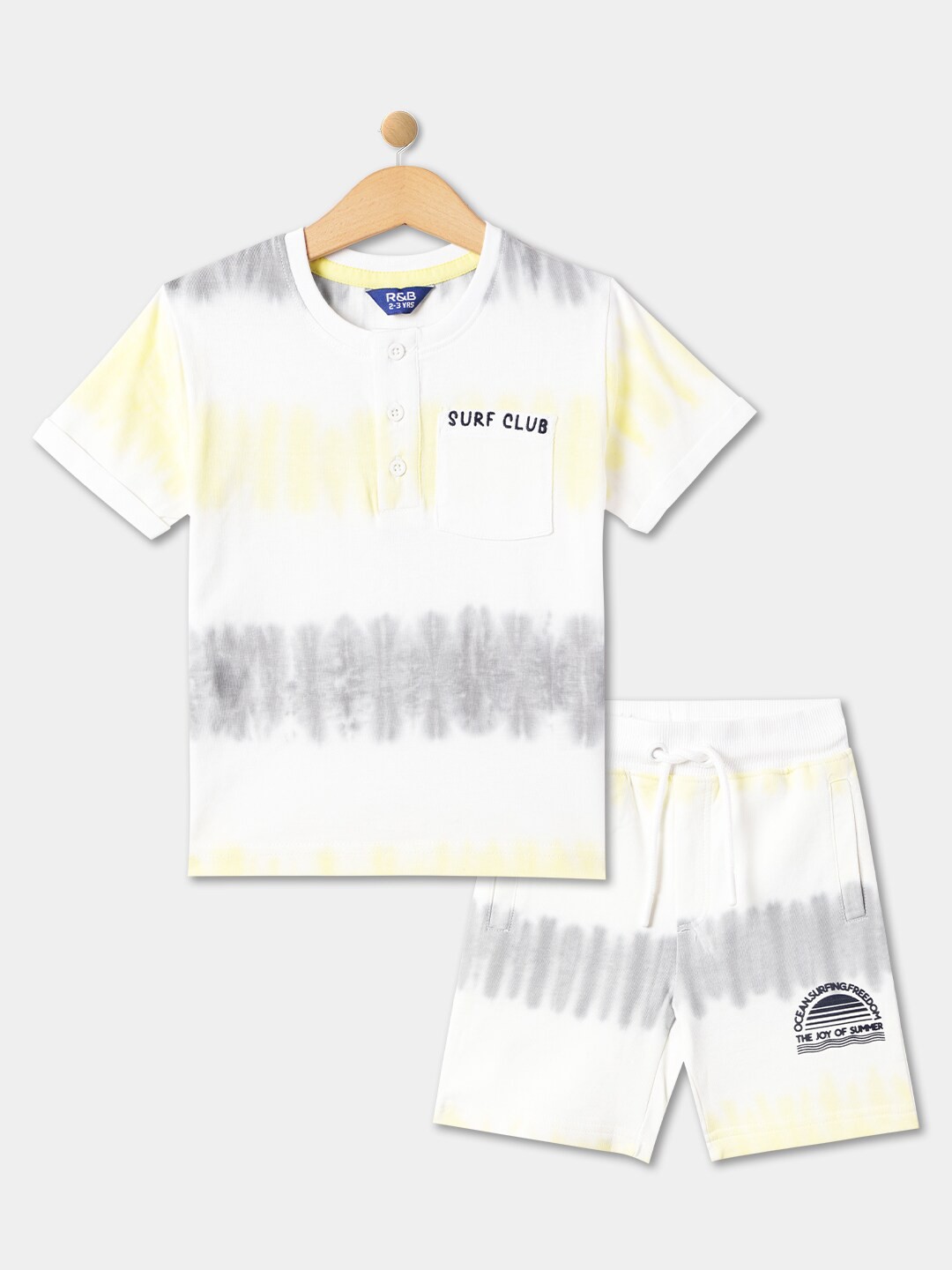 

R&B Boys Dyed T-Shirt With Shorts, White