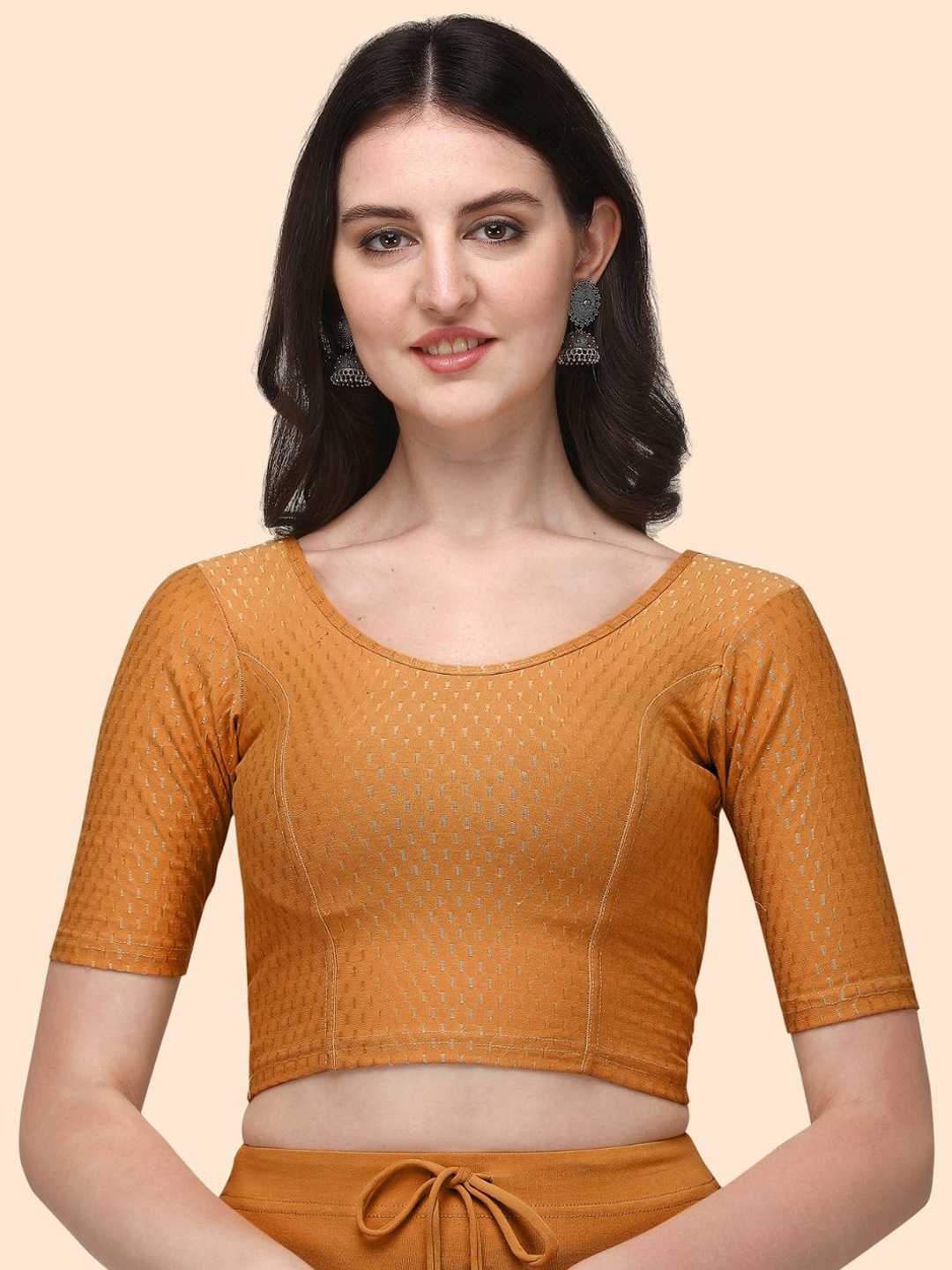 

HERE&NOW Woven Design Saree Blouse, Beige