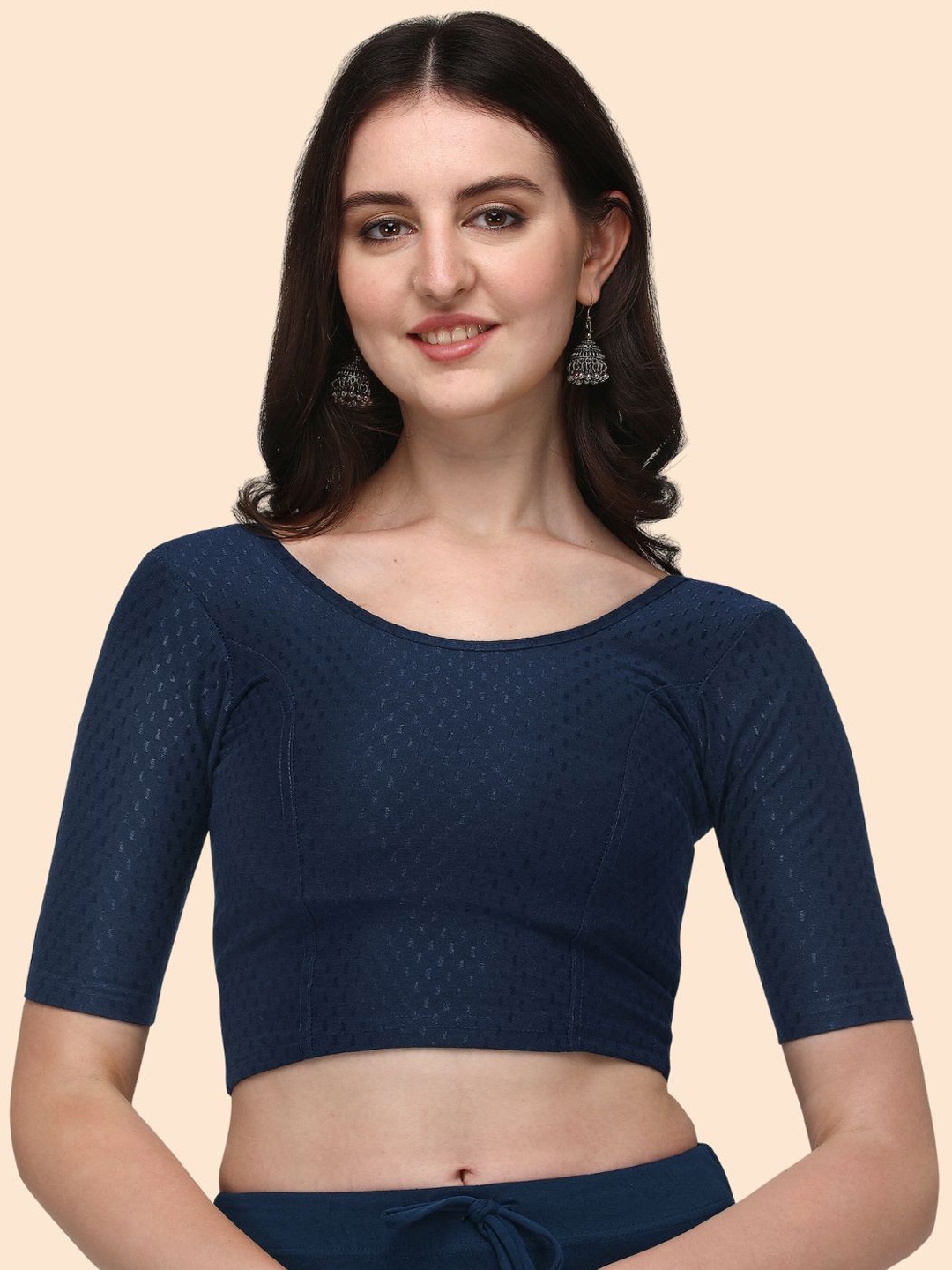 

HERE&NOW Woven Design Saree Blouse, Blue