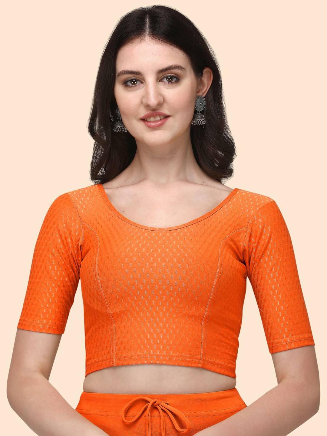 

HERE&NOW Woven Design Saree Blouse, Orange