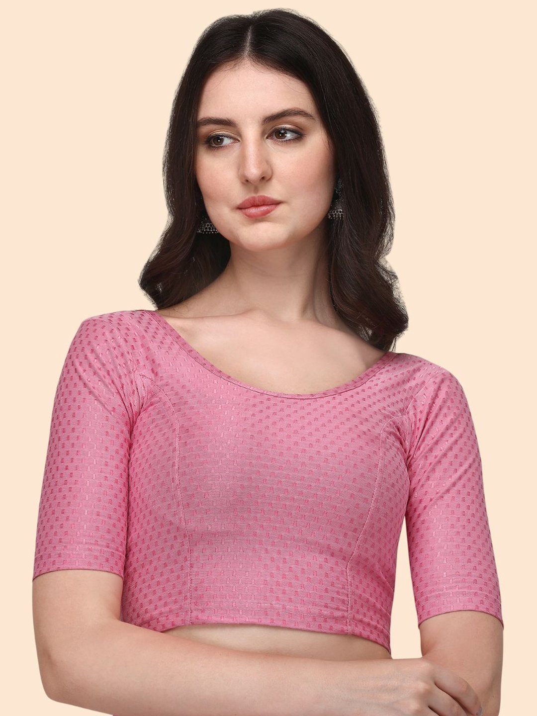 

HERE&NOW Woven Design Saree Blouse, Pink