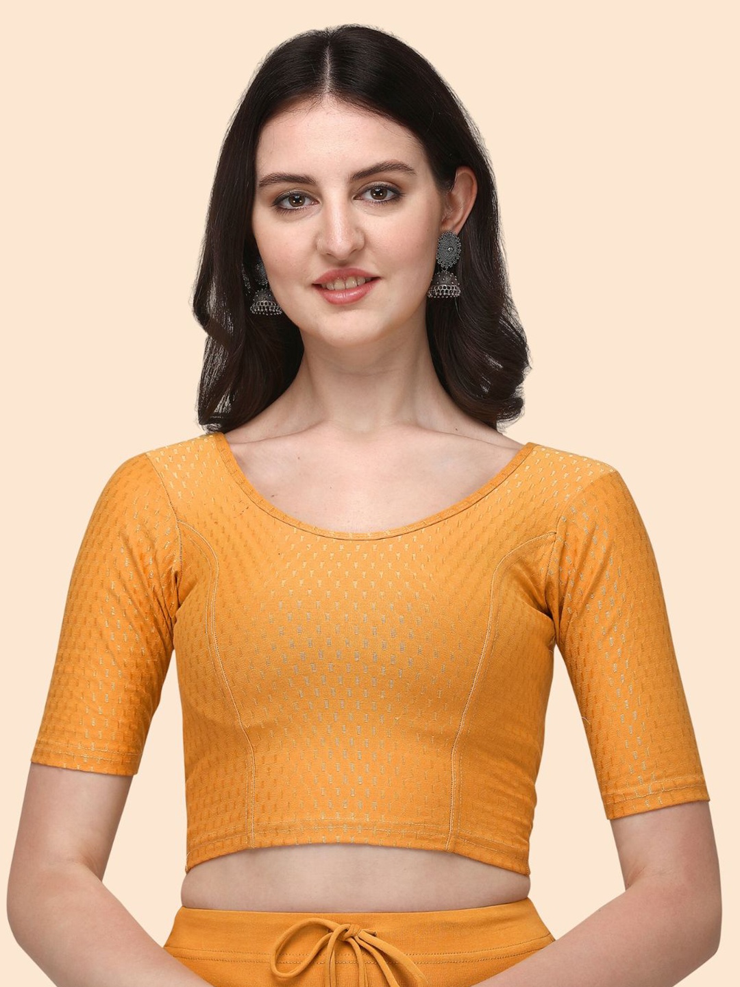 

HERE&NOW Woven Design Saree Blouse, Yellow