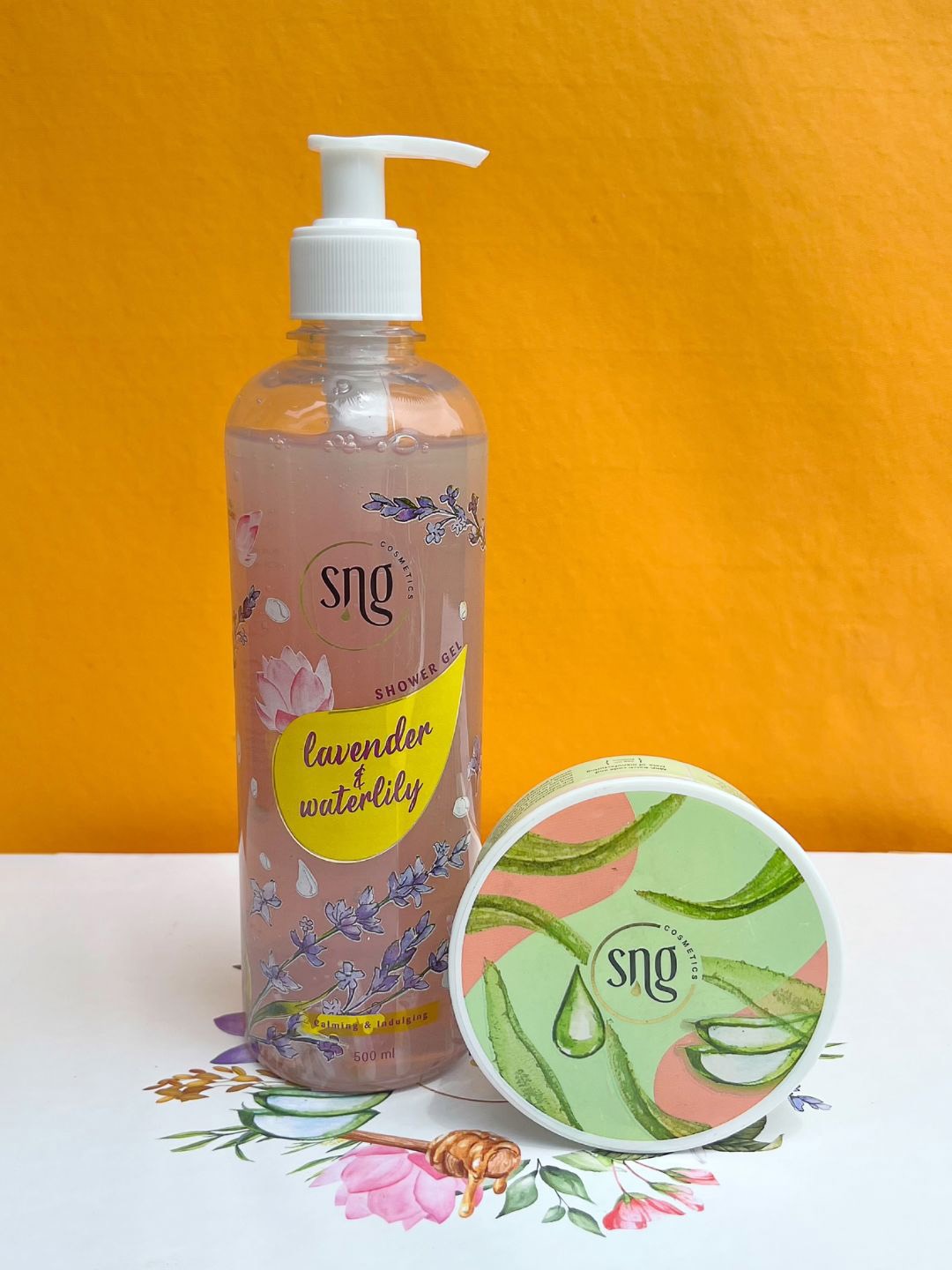 

SNG Cosmetics Shower Gel 500 Ml & Face Moisturiser 150 Ml, Lavender