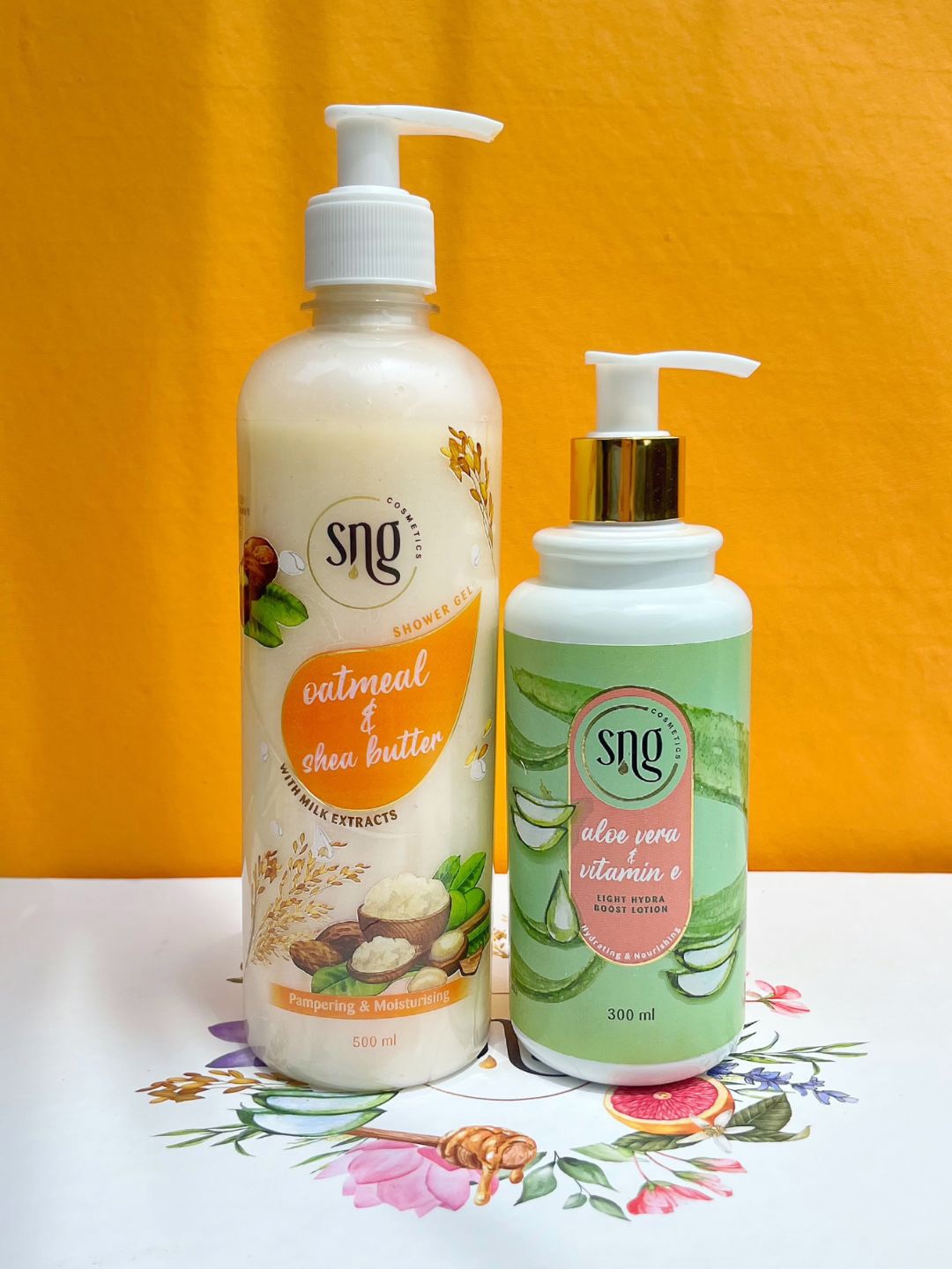 

SNG Cosmetics Shower Gel 500 Ml & Body Lotion 300 Ml, Off white