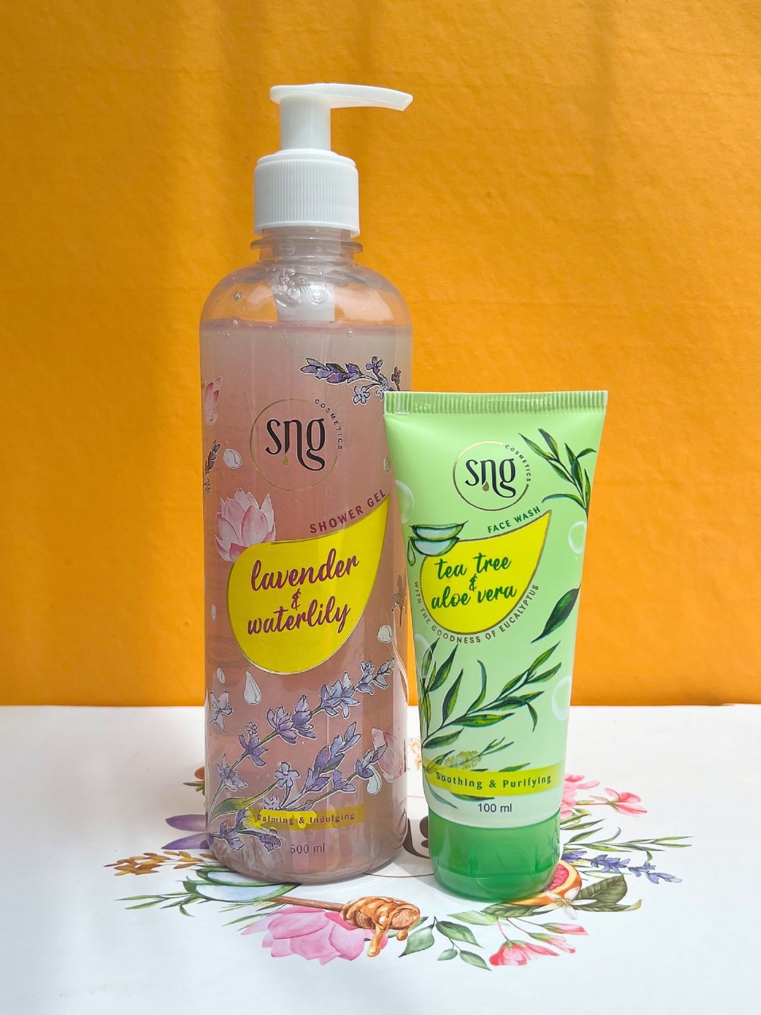 

SNG Cosmetics Facewash (100ml) With Shower Gel (500ml), Lavender