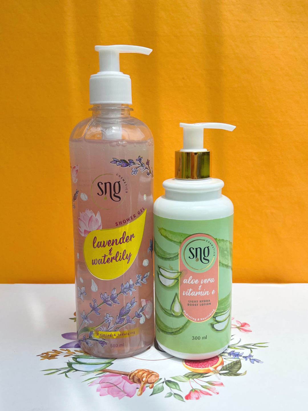

SNG Cosmetics Shower Gel 500 Ml & Body Lotion 300 Ml, Lavender