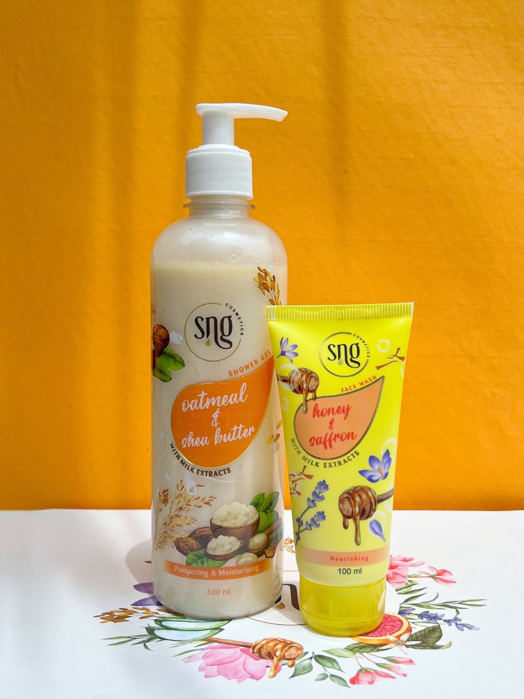 

SNG Cosmetics Facewash (100ml) With Shower Gel (500ml), Off white